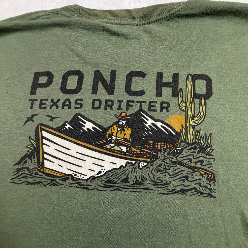 Poncho Outdoors Texas Drifter Fishing T-Shirt Green Men’s Sz L
